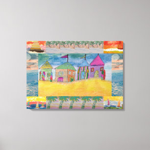 Beach Huts Abstract  Canvas Print