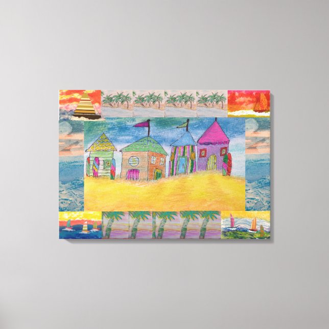 Beach Huts Abstract  Canvas Print (Front)