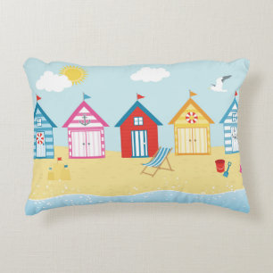 Beach Huts Accent Pillow