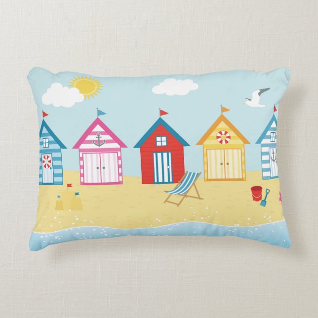 Beach Huts Accent Pillow (Front)