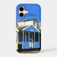 Beach huts and blue skies english seaside photo
