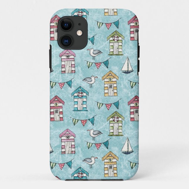 Beach Huts and Gulls Pattern Case-Mate iPhone Case (Back)