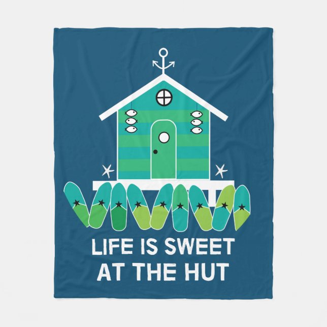 Beach Huts | Beach Hut Owners |  Latte Mug Fleece Blanket (Front)