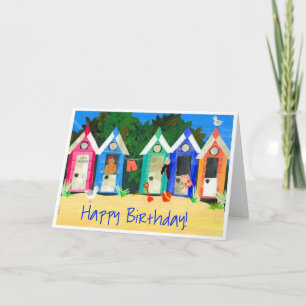'Beach Huts' birthday card