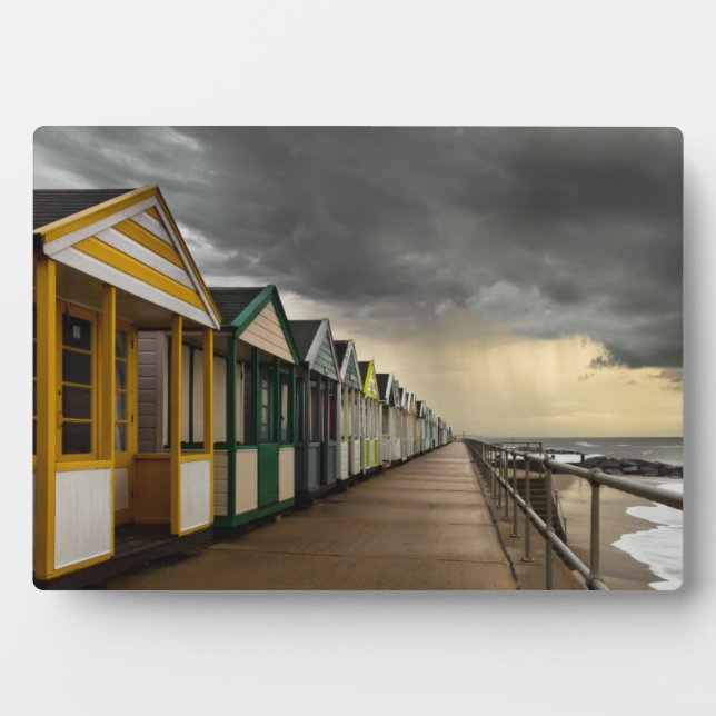 Beach Huts In A Summer Storm | Southwold Plaque (Front)