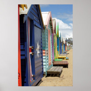 Beach Huts Melbourne Side Poster
