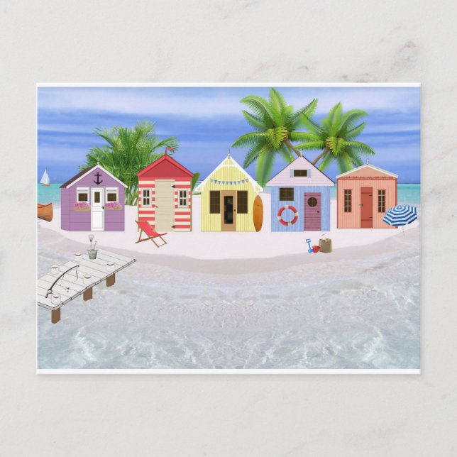 BEACH HUTS POSTCARD (Front)