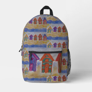 Beach Huts Printed Backpack