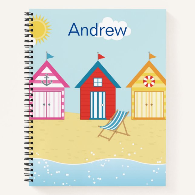 Beach Huts Spiral Notebook (Front)
