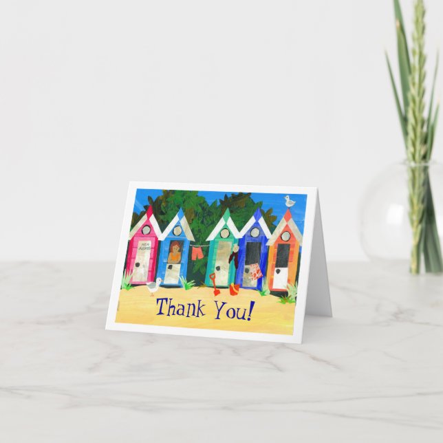 Beach Huts 'Thank You' Notecard (Front)