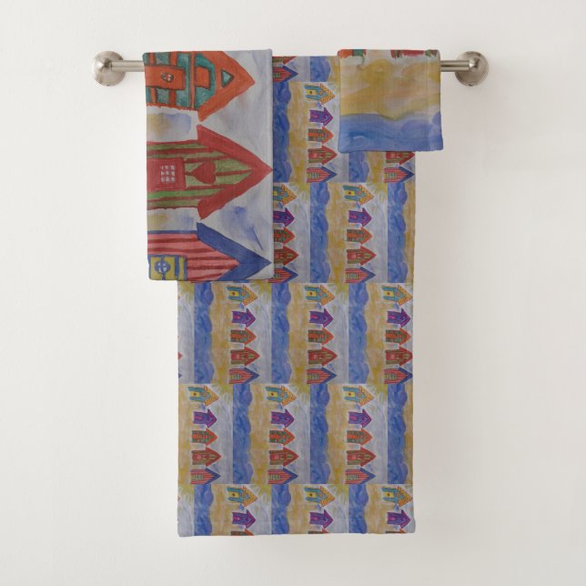 Beach Huts Towel Set (Insitu)