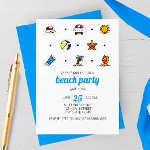 Beach Icons Party Invitation
