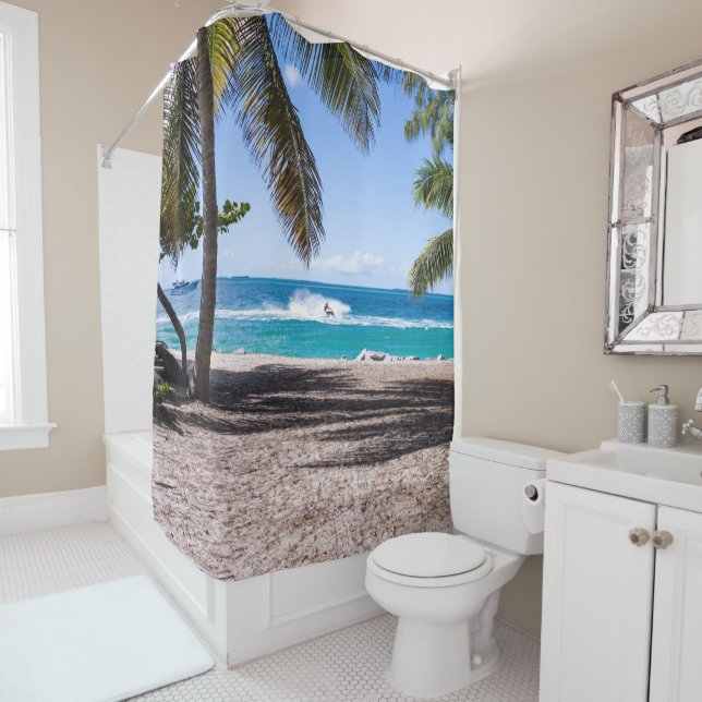 Beach in a sunny day throw pillow (In Situ)