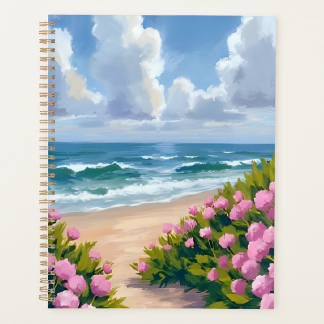Beach in Bloom | Pink Hydrangea Oceanside Coastal Planner (Front)