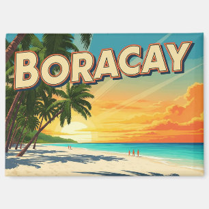 Beach in Boracay Philippines Vintage Magnet