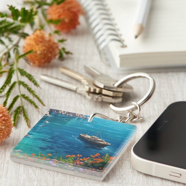 Beach in Greece Keychain (Front Right)