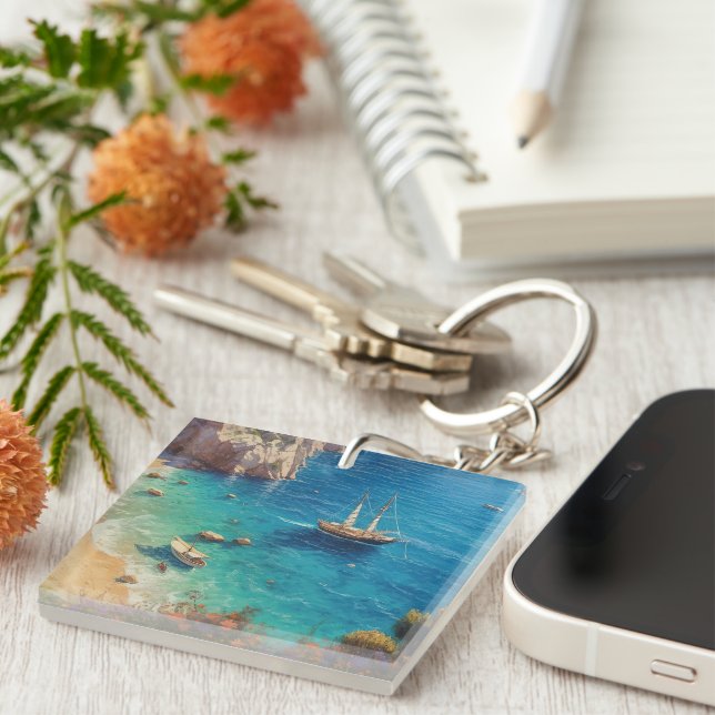 Beach in Greece  Keychain (Front Right)
