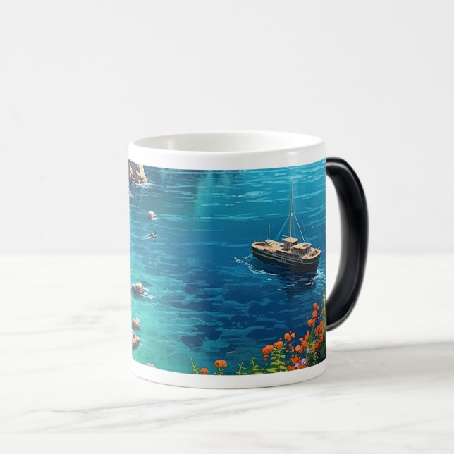 Beach in Greece  Magic Mug (Front Right)