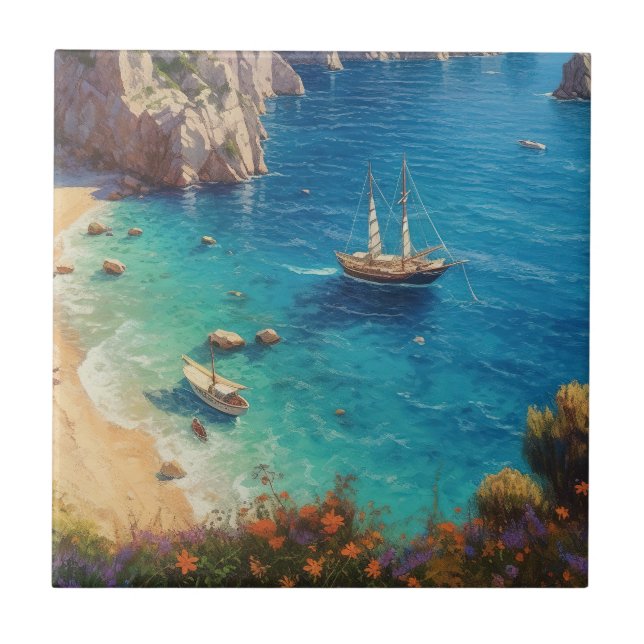 Beach in Greece  Tile (Front)
