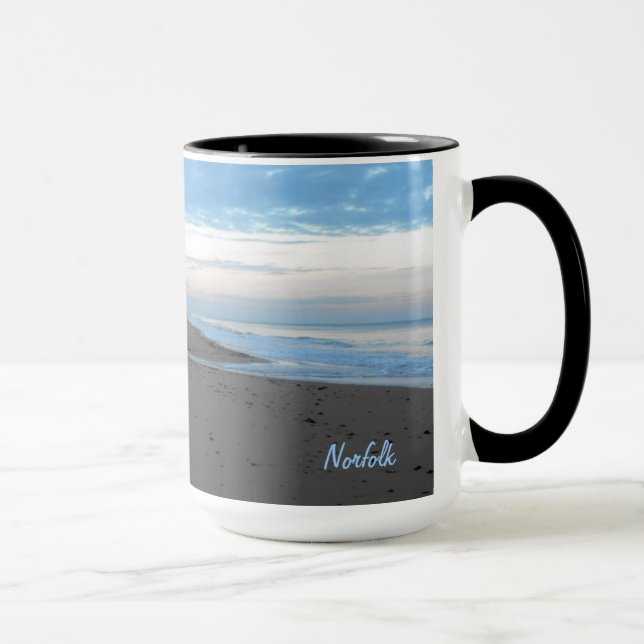 Beach in Mundesley, Norfolk by Alexandra Cook Mug (Right)