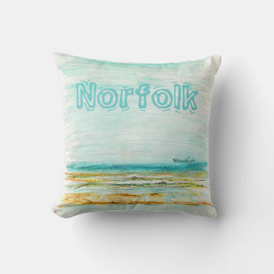 Beach in Mundesley, Norfolk by Alexandra Cook Throw Pillow