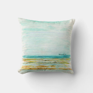 Beach in Mundesley, Norfolk by Alexandra Cook Throw Pillow