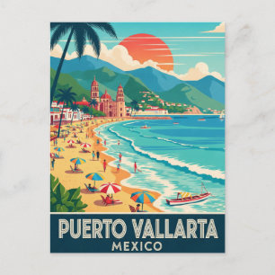 Beach in Puerto Vallarta Mexico Travel Postcard