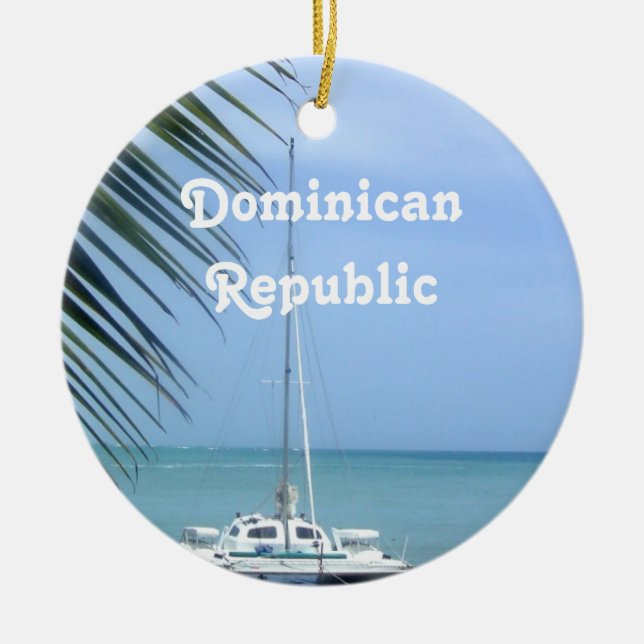Beach in the Dominican Ceramic Ornament (Front)