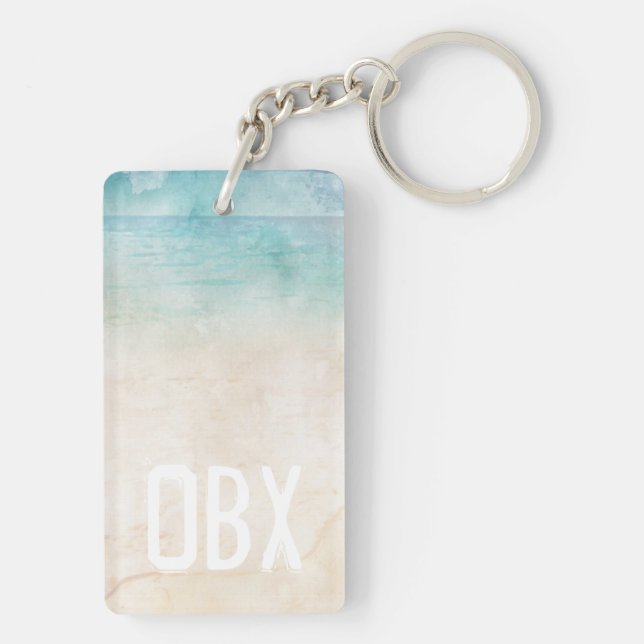 Beach Initials Water Sand Travel Souvenir Fun Keychain (Back)