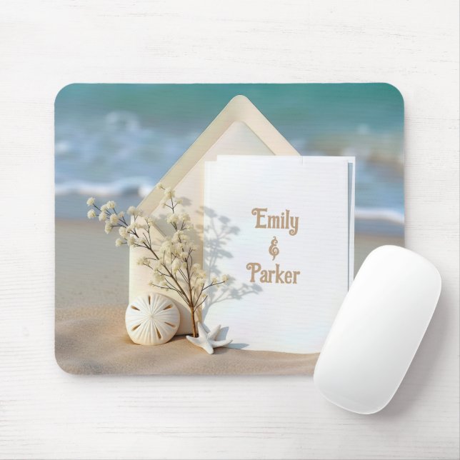 Beach Invitation With Starfish Mouse Pad (With Mouse)