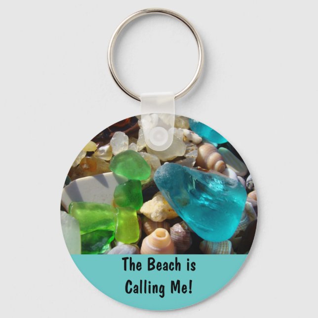 Beach is Calling Me! key chains Sea Glass Agates (Front)