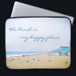 Beach Is My Happy Place Script California Coastal  Laptop Sleeve<br><div class="desc">“The beach is my happy place.” Relax, breathe, and explore the solitude of an empty California beach with this stunning, pastel-coloured photography neoprene laptop sleeve. This laptop sleeve comes in three sizes: 15", 13", and 10”. Makes a great gift for someone special! You can easily personalize this neoprene laptop sleeve...</div>
