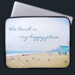 Beach Is My Happy Place Script California Coastal  Laptop Sleeve<br><div class="desc">“The beach is my happy place.” Relax, breathe, and explore the solitude of an empty California beach with this stunning, pastel-coloured photography neoprene laptop sleeve. This laptop sleeve comes in three sizes: 15", 13", and 10”. Makes a great gift for someone special! You can easily personalize this neoprene laptop sleeve...</div>