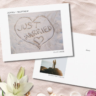 Beach Just Married Photo Announcement  Postcard
