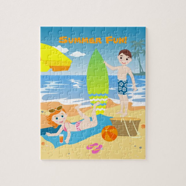 Beach kids birthday gift jigsaw puzzle (Vertical)