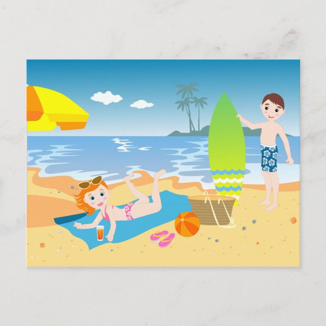 Beach kids Birthday Party Thank You  Postcard (Front)