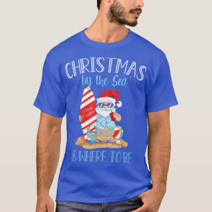 Beach Kids Santa Xmas Surfing Merry Sea Christmas  T-Shirt
