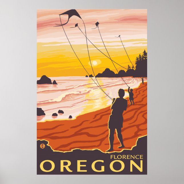Beach & Kites - Florence, Oregon Poster (Front)