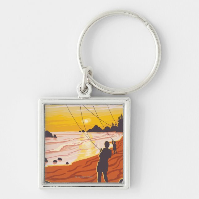 Beach & Kites - Ilwaco, Washington Keychain (Front)
