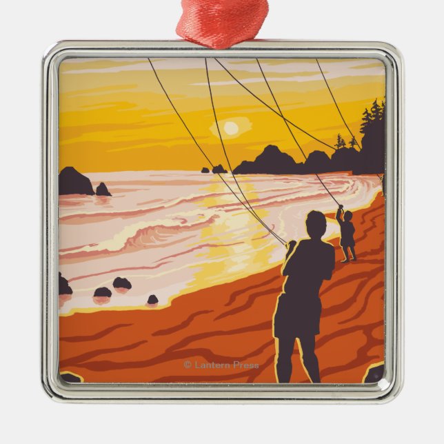 Beach & Kites - Ilwaco, Washington Metal Ornament (Front)