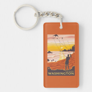 Beach & Kites - La Push, Washington Keychain