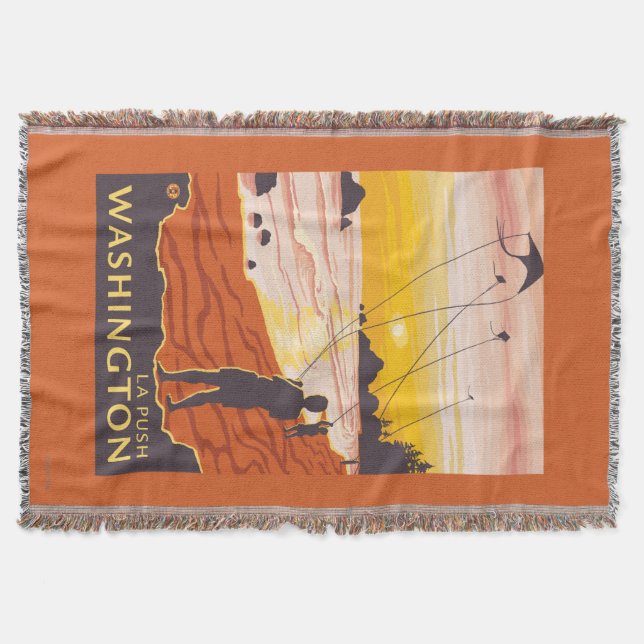 Beach & Kites - La Push, Washington Throw Blanket (Front)