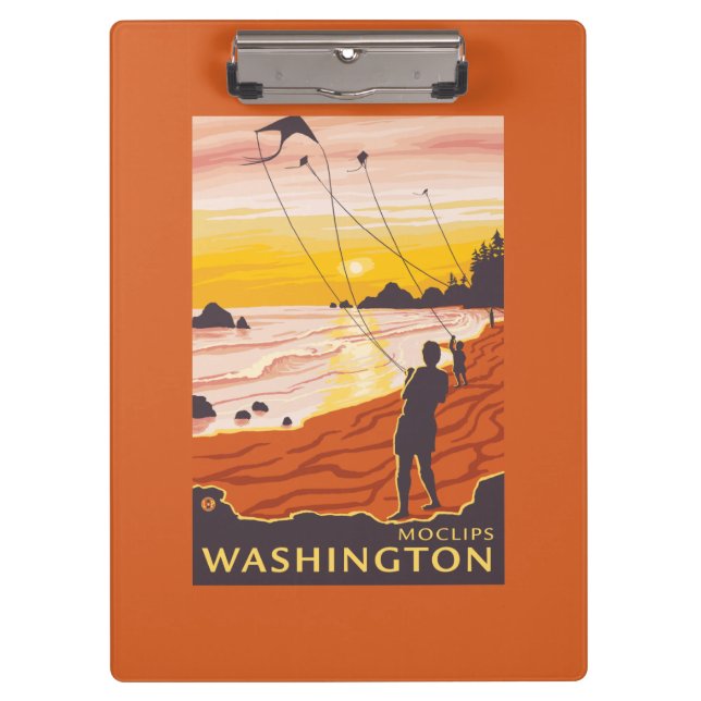 Beach & Kites - Moclips, Washington Clipboard (Front)