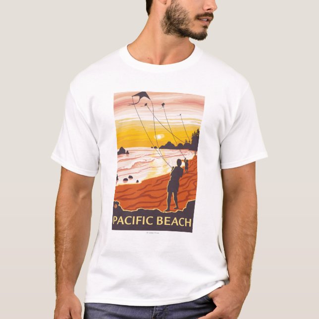 Beach & Kites - Pacific Beach, Washington T-Shirt (Front)