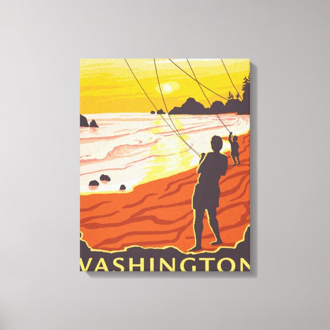 Beach & Kites - Washington Coast Canvas Print (Front)