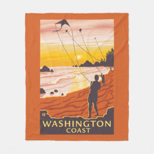Beach & Kites - Washington Coast Fleece Blanket
