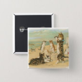Beach Kittens 2 Inch Square Button (Front & Back)
