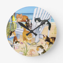 Beach Kittens Wall Clock