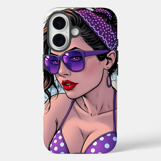 Beach Lady in Shades, Bikini and Bandana  Case-Mate iPhone Case (Back)