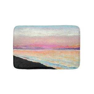 Beach Lake Pastel Sunset Art Bath Mat